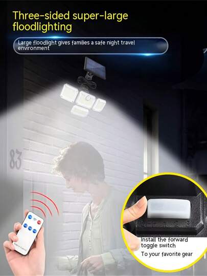 أضواء خارجية تعمل بالطاقة الشمسية، أضواء ممرات شمسية، أضواء حائطية شمسية للفناء الخلفي ، 333 مصباح LED مع جهاز تحكم عن بُعد، قابلة للطي، 3 أوضاع قابلة للتعديل، أضواء استشعار الحركة (100 LED / 333 LED)