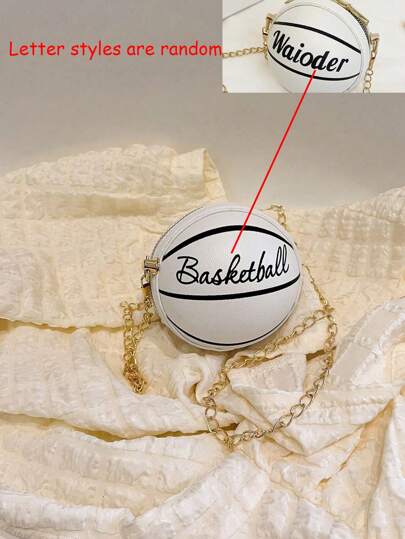 1 حقيبة كتف صغيرة للأولاد والبنات ، حقيبة كرة السلة بتصميم رائع بحروف ، حقيبة متعددة الاستخدامات للسفر بسلسلة متقاطعة ، حقيبة كرة سلة للأولاد والبنات ذات طابع أنيق وجذاب ، حقيبة كتف وحقيبة صغيرة مستديرة من مادة البولي يوريثان بتصميم كرة السلة، حزام كتف بس