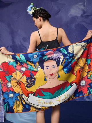 طقم تانكيني حريمي Frida Kahlo X مجموعة من 2 منشفة الحمام والشاطئ من الألياف الدقيقة ذات رسومات الأشكال والزهور، هدية لديكور حمام المنزل والاستخدام الصيفي