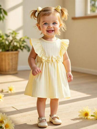 فساتين بيبي Glamorique Kids ثوب أنيق نسيج ممسوس مريح للبنات الرضع ، مصنوع من مواد صديقة للبشرة ، مناسب للأنشطة الداخلية والخارجية ، للربيع والصيف