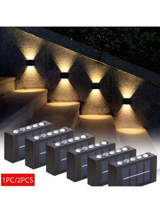 10 إضاءة سور تعمل بالطاقة الشمسية LED ، إضاءة بهو الحديقة والممر، إضاءة حائط ذات مرآة محدبة تضيء ثنائياً للحديقة والساحة والشرفة