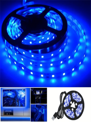 1 قطعة إضاءة شريط LED تعمل ب- USB - دافئ/أبيض/أزرق، سهل التركيب لإضاءة الخلفية للتلفاز وديكور المنزل، مثالية للأعراس والحفلات وديكور المنزل وغيرها، 60 مصباح LED/م