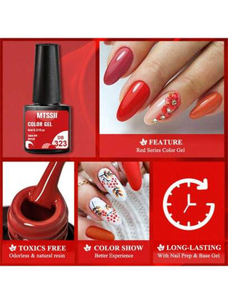 Mtssii مجموعة 6 قطع من طلاء الأظافر الجل الملون ، طويل الأمد، خالي من الرصاص ، 6 مل ، شبه دائم لازالة بالنقع، UV LED لموسم الربيع والصيف، كل ما تحتاجه لمجموعة منكير DIY في المنزل او الصالون، هدية للنساء