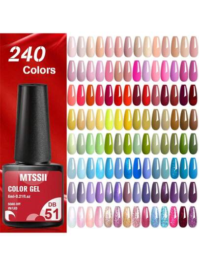 Mtssii مجموعة 6 قطع من طلاء الأظافر الجل الملون ، طويل الأمد، خالي من الرصاص ، 6 مل ، شبه دائم لازالة بالنقع، UV LED لموسم الربيع والصيف، كل ما تحتاجه لمجموعة منكير DIY في المنزل او الصالون، هدية للنساء
