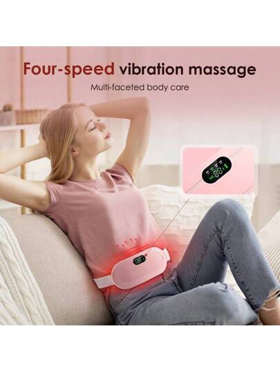 Hailicare حزام تدفئة الخصر لتخفيف آلام الدورة الشهرية قطعة واحدة، سجادة تدفئة محمولة لاسلكية للبطن، ضبط درجة حرارة ثلاثية السرعة وأربعة أوضاع تدليك، سجادة تدفئة للظهر والبطن للنساء