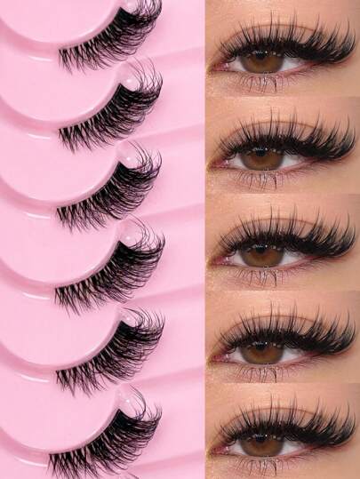 9 أزواج رموش مستعارة نصفية تبدو طبيعية بتصميم عيون القطط، رموش مانجا طبيعية مع شريط واضح، رموش قصيرة ناعمة صناعية من الماينك ثلاثية الأبعاد ، رموش شائكة ناعمة من الماينك الصناعي،أداة تمديد الرموش