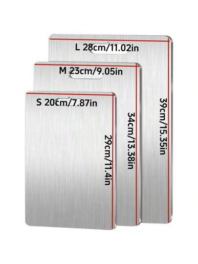 لوح قطع من الفولاذ المقاوم للصدأ مزدوج الوجه مع مقبض، لوح قطع للحوم والفواكه والخضروات