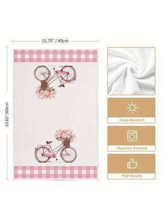 زوج مناشف زخرفية ذات نمط زهور الربيع للمطبخ، مناشف يد للحمام، قطع قماش الصحون، ديكور للمطبخ وطاولة الطعام والديكور الموسمي للمنزل والحفلات الداخلية/الخارجية، مناسبة للديكور اليومي للمطبخ وزينة الأعياد