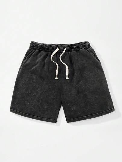 مجموعة من 2 قطعة ملابس علوية كاجوال بغطاء للرأس و صدرية بلا أكمام مع شورت أسود مكسو تأثير بالغسل والتمزيق، لارتداء الربيع والصيف، ملابس الشارع