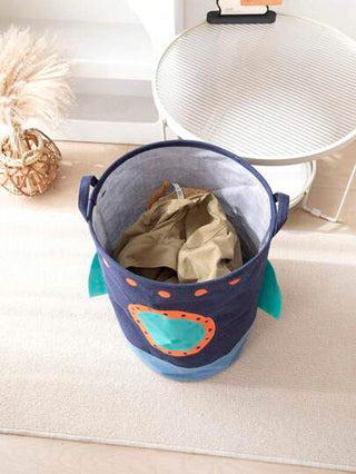 1 قطعة سلة تخزين دائرية قابلة للطي بمقبض ، بنمط كرتوني فضائي ، سلة غسيل ، صندوق تخزين كبير السعة للألعاب ، سلة تخزين للملابس والألعاب والأغراض المتنوعة والبطانيات ، ديكور غرفة الأطفال ، ديكور المنزل