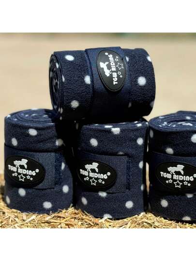 TGW RIDING 4 قطع من لفائف الساق المطبوعة بنقشات فهد، شريطة ، نقاط، و رسومات خيول فنية. مصنوعة من قماش فرشاة مزدوجة وفردية, أكثر سمكا ولينا لتغليف الخيول،سادة فليس