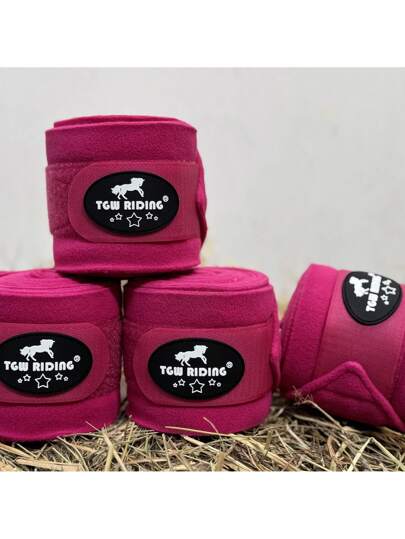 TGW RIDING 4 قطع من لفائف الساق المطبوعة بنقشات فهد، شريطة ، نقاط، و رسومات خيول فنية. مصنوعة من قماش فرشاة مزدوجة وفردية, أكثر سمكا ولينا لتغليف الخيول،سادة فليس