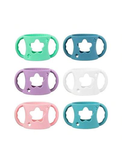 أكمام زجاجات من السيليكون بنمط نجوم كرتونية، مقبض سهل القبض، ناعم ومرن، يناسب معظم الزجاجات ذات الأعناق الواسعة - متوفرة بألوان متعددة