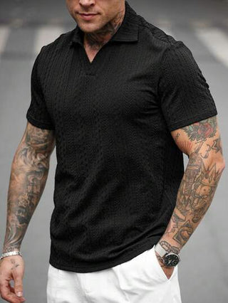 Manfinity Homme قميص بولو رجالي سادة بنمط قماش كاجوال للتنقل