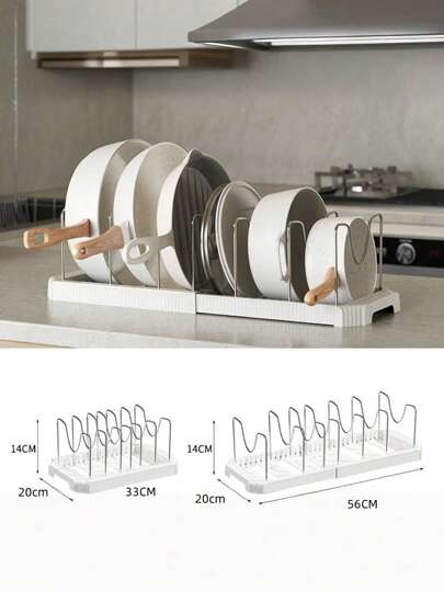 قطعة واحدة من منظم مطبخ قابل للتمدد مع رف غطاء القدر، حامل أدوات المطبخ، وعاء، طبق، غطاء، رف، صحن، رف تصريف ودرج قابل للسحب - حل تخزين موفر للمساحة، مثالي لتخزين وتنظيم المطبخ في المنزل والمطعم