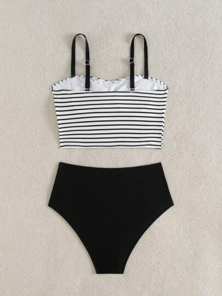 طقم تانكيني حريمي Swim Vcay طقم سباحة تانكيني تصميم ألوان كتل مع أحزمة سباغيتي، مناسب للنساء لارتداء في الصيف في الشاطئ والإجازات