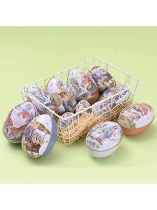 قطعة واحدة من ديكور عيد الفصح ، سلة عيد الفصح ، هدايا عيد الفصح ، حامل بيضة عيد الفصح المعدنية ذات الطباعة الأرنب العتيقة - حامل بيض كبير قابل لإعادة الاستخدام والتعبئة لحفلة عيد الفصح ، وعاء الحلوى العيد ، والحفلات الزفاف والديكور المنزلي | علبة معدنية ر