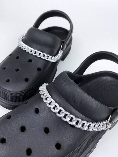 سلاسل حذاء ديكورية مفرّغة بطراز بانك، إكسسوار قابل للإزالة لتزيين الصنادل وأحذية الشاطئ، للرجال والنساء