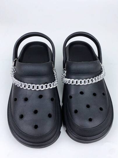 سلاسل حذاء ديكورية مفرّغة بطراز بانك، إكسسوار قابل للإزالة لتزيين الصنادل وأحذية الشاطئ، للرجال والنساء