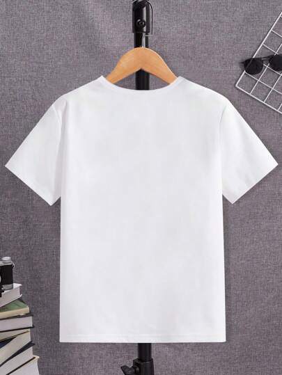 تي شيرت T-شيرت قصير الأكمام أساسي بتصميم رياضي كرة قدم ذو تأثير ممزق للأولاد في سن المراهقة، ملابس شارع عصرية (أطقم إخوة/أطقم متطابقة - يباع كل قطعة على حدة)