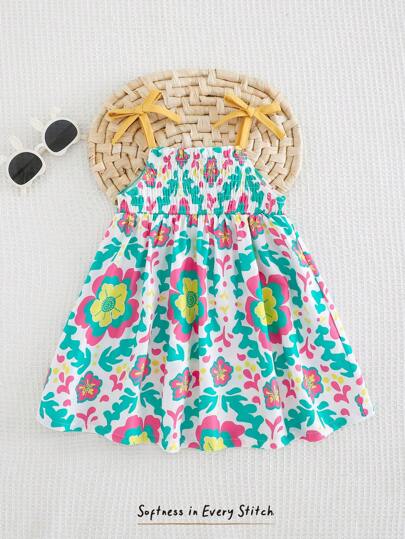 فساتين بيبي Cozy Pixies فستان بحزام إمبريال مع طباعة زهرية فاتحة للأطفال البنات