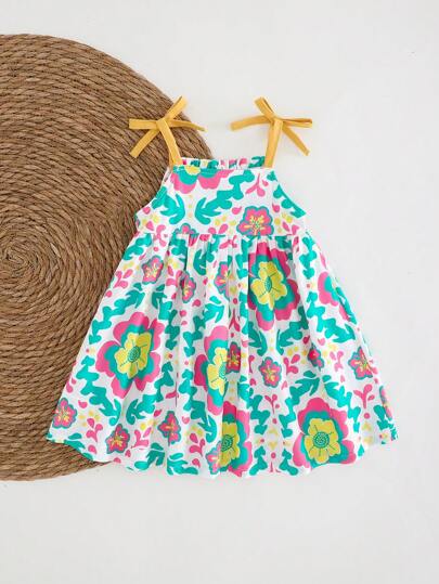 فساتين بيبي Cozy Pixies فستان بحزام إمبريال مع طباعة زهرية فاتحة للأطفال البنات