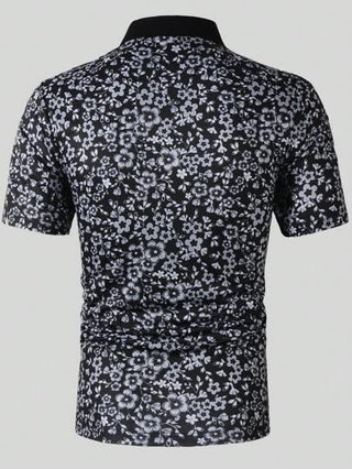 Manfinity Homme قميص بولو كاجوال كم قصير بسيط اللون أمام مع أزرار أسفل الرقبة للرجال