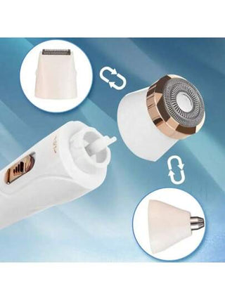 طقم إزالة الشعر الكهربائي 3 في 1 - ماكينة تشذيب شعر الوجه قابلة للشحن عبر USB، ماكينة تشذيب شعر الأنف، ماكينة إزالة شعر الإبط والساق، هدية مثالية للنساء، سعة البطارية: 150 مللي أمبير