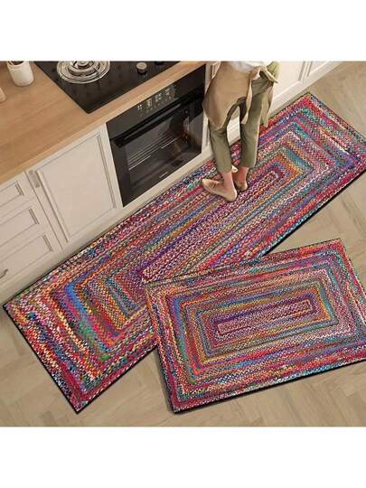 سجادة مضادة للتعب ومانعة للانزلاق بطراز الريفي البوهيمي المميز للمطبخ من قطعتين