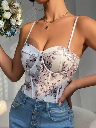 جمبسوت كاملة مطبوعة بزهور محكمة التركيب قطعة واحدة