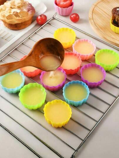 18 قطعة/12 قطعة/6 قطع قوالب بيكينج سيليكون قابلة لإعادة الاستخدام بشكل زهرة، أكواب بيكينج سيليكونية غير لاصقة، مناسبة لصنع الكيك والبسكويت والحلوى والآيس كريم وكرات الأرز والشموع المعطرة، مستلزمات الخبز، صنع قوالب الخبز المبتكرة