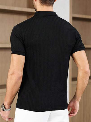 Manfinity Homme بلوزة رجالية بأكمام قصيرة بتصميم أزرار أمامية للملابس الرسمية ذات لون عادي
