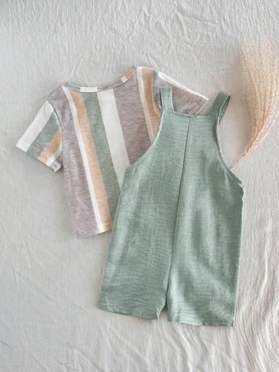 Vintaside Kids طقم ملابس علوية مخططة وسراويل قبيبة للأطفال الرضع، 2 قطعة