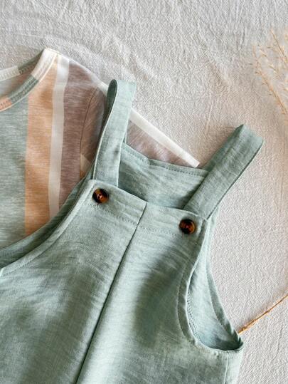 Vintaside Kids طقم ملابس علوية مخططة وسراويل قبيبة للأطفال الرضع، 2 قطعة