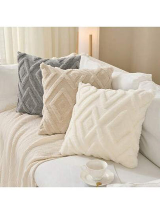 2 غطاء وسادة ديكورية من الصوف المزيف ، وسادات ناعمة رخوة محبوكة مربعة النمط للأعياد ، غلاف وسادة أريكة مناسب للسرير والصالة