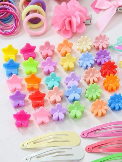 870 قطعة كماليات الشعر للبنات المتضمنة فيونكات وأزهار ونجوم ملكية جميلة بتصميم بسيط، أشرطة شعر وكلبسات ومزاليج مناسبة للاستخدام اليومي والهدايا