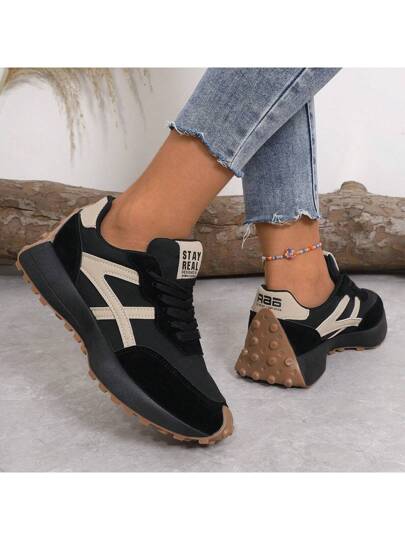 أحذية رياضية نسائية مريحة بأربطة - أحذية كاجوال متعددة الأغراض خفيفة الوزن، مع نعال مطاطية مانعة للانزلاق لجميع المواسم