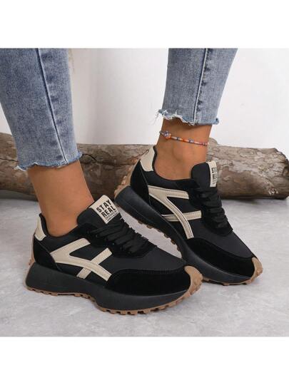 أحذية رياضية نسائية مريحة بأربطة - أحذية كاجوال متعددة الأغراض خفيفة الوزن، مع نعال مطاطية مانعة للانزلاق لجميع المواسم