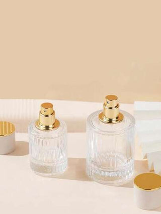 زجاجة عطر فارغة فوهتها لولبية بخطوط رأسية سعة 100مل /50مل /30مل ذات سعة كبيرة وقابلة للرش للمواد التجميلية الفاخرة، عبوة فرعية مناسبة