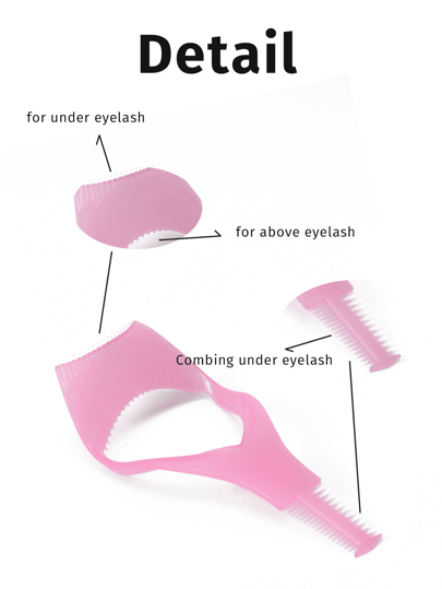 قطعة واحدة أداة مكياج 3 في 1 للحواجب والرموش والأيلاينر، أداة مفيدة سحرية للمكياج مشطة رموش وقالب أيلاينر، بطاقة تطبيق مساعدة، أداة مكياج قابلة لإعادة الاستخدام للحصول على رموش وأيلاينر مثالية