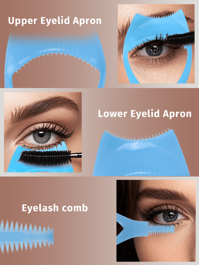 قطعة واحدة أداة مكياج 3 في 1 للحواجب والرموش والأيلاينر، أداة مفيدة سحرية للمكياج مشطة رموش وقالب أيلاينر، بطاقة تطبيق مساعدة، أداة مكياج قابلة لإعادة الاستخدام للحصول على رموش وأيلاينر مثالية