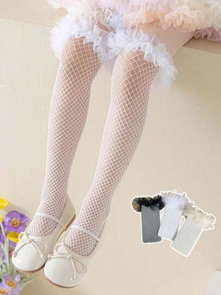 1/2/3 أزواج من جوارب تريم الدانتيل الشبكية للفتيات، جوارب طويلة فوق الركبة منفذة للهواء، أنيقة للربيع/الصيف