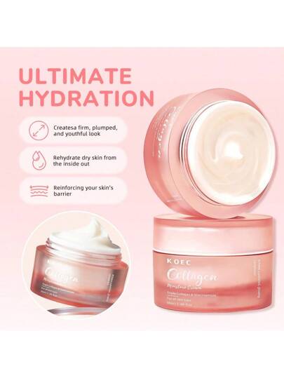 KOEC كريم الوجه ثلاثي الكولاجين، مرطب وشاد للوجه مع النياسيناميد، العناية بالتجاعيد ورعاية الكورية وتعزيز مرونة البشرة لجميع أنواع البشرة