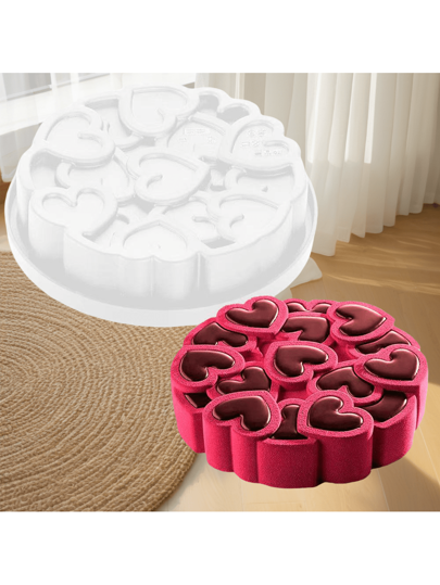 قالب كيك سيليكون على شكل قلب أبيض بقطر 6 بوصة، قالب سيليكون سهل الإخراج، قالب خبز إبداعي على شكل قلب