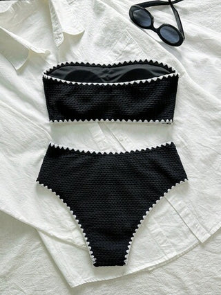 Swim Mod طقم صيفي ل- المرأة يتكون من توب وبكيني مصنوع من نسيج مموج مناسب للشاطئ والمنتجعات