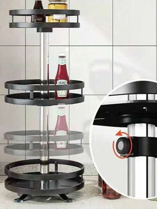 رف توابل متعدد الطبقات للمطبخ قابل للتعديل، طبقة تخزين ومنظم سميكة للمطبخ