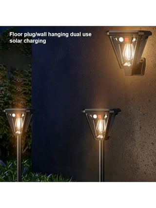 مصباح جداري كشافي شمسي للخارج 2 في 1 لمخيم، ضوء حركة شمسي LED، مقاوم للماء، لديكور الحديقة والممرات والأدراج