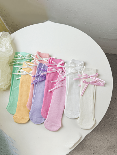 جوارب قطنية بطول الكاحل بطراز البالية ذات ألوان سكر القطن للفتيات، جوارب طويلة أنبوبية عصرية للفتيات، للربيع والخريف