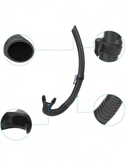 قطعة واحدة أنبوب تنفس للغطس الجاف ، مناسب للغطس السطحي والغطس الحر والغطس بقناع والسباحة. أنبوب تنفس تحت الماء للبالغين ، متوفر باللون الأسود والأبيض