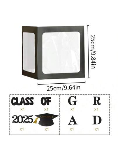 4 قطع صندوق بالونات تخرج أسود 2025,قبعة البكالوريوس تهنئة ديكورات حفل التخرج,صندوق بالونات مع رسائل "تخرج" و"فئة 2025",إكسسوارات التصوير للحفلات,خلفية لعبة أو التخرج,ديكور الزفاف أو أعياد الميلاد
